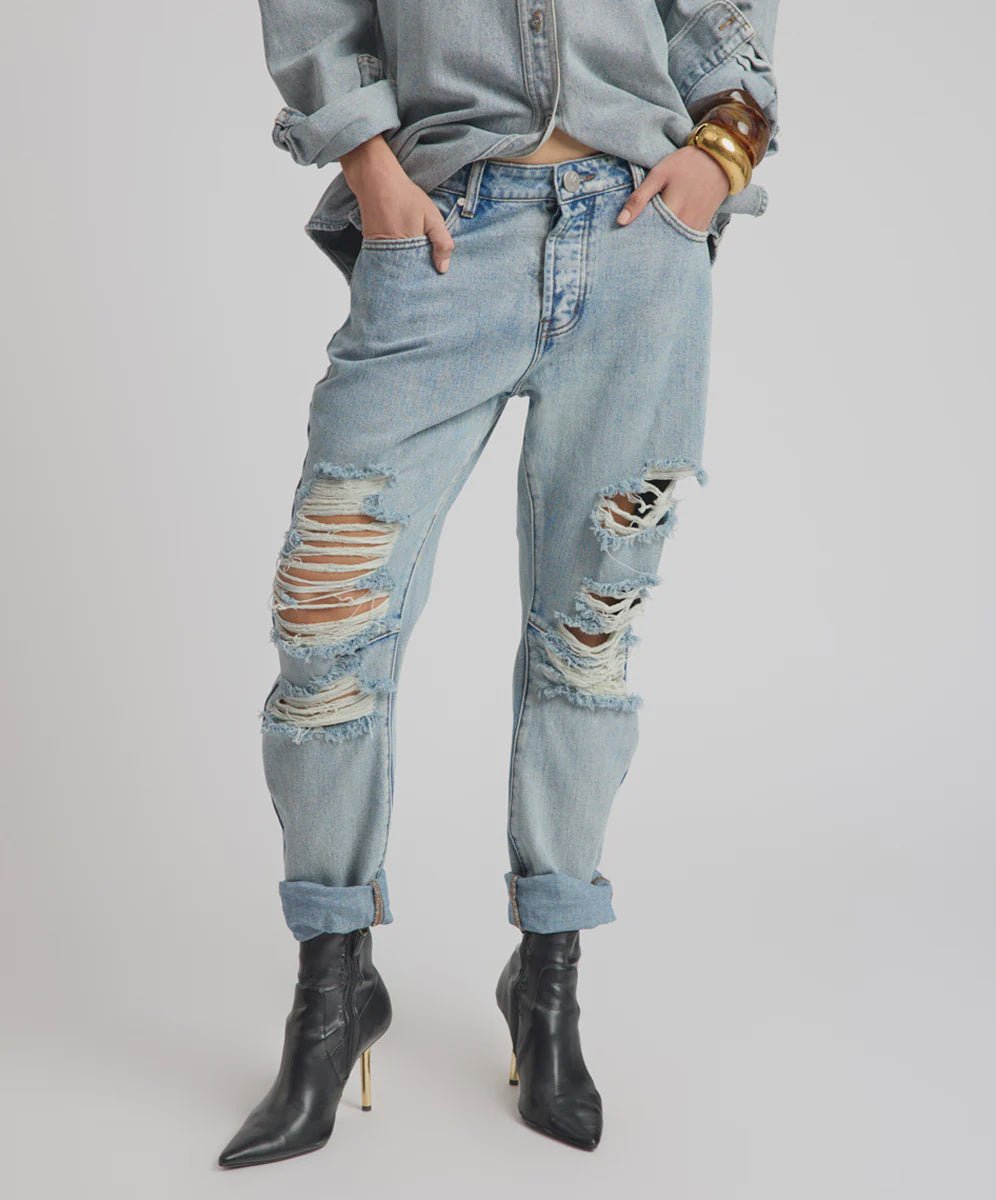Saints Low Waist Messed Up Boyfriend Denim Jeans - Hendrixe - Chillis & More NZ