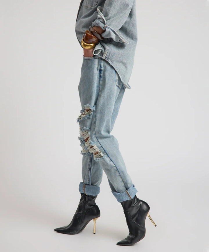 Saints Low Waist Messed Up Boyfriend Denim Jeans - Hendrixe - Chillis & More NZ