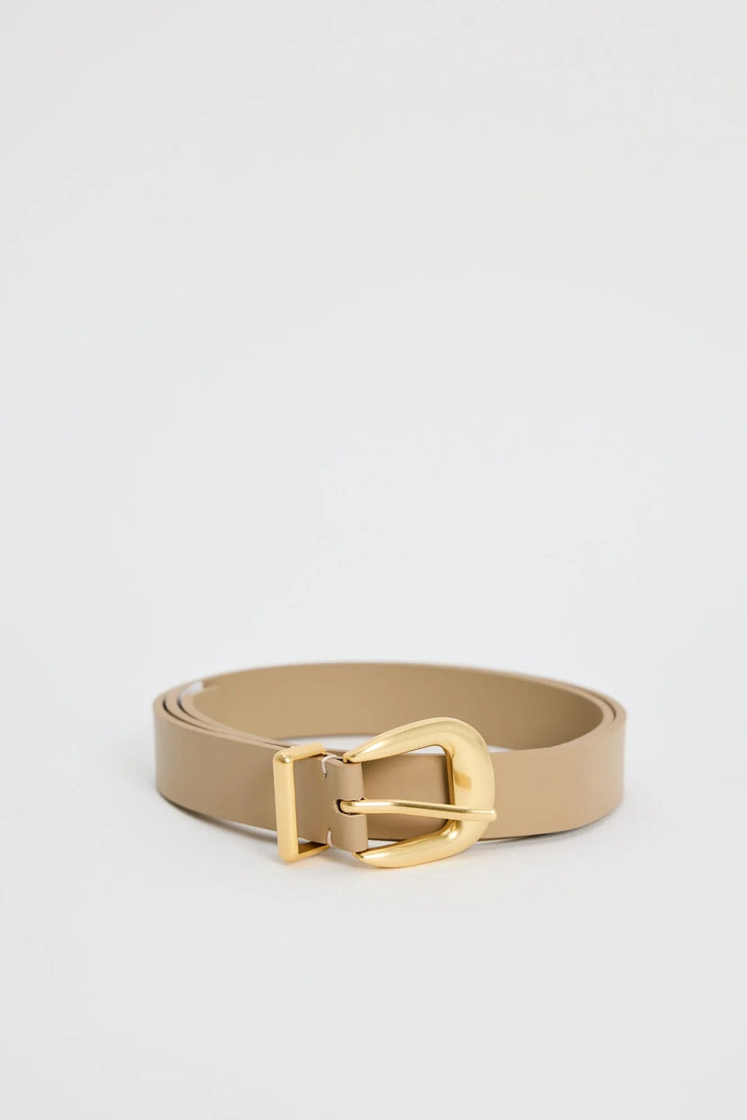 Sand Gold Buckle Leather Belt - Chillis & More NZ