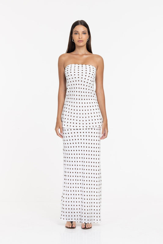 Saturday Skirt - Ivory + Chocolate Spot - Chillis & More NZ
