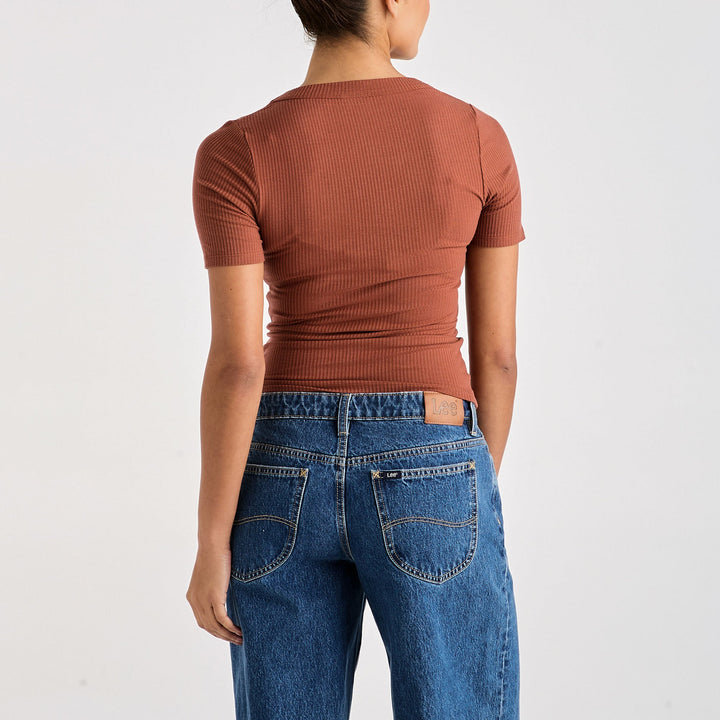 Scoop Slim Rib Tee - Terracotta - Chillis & More NZ