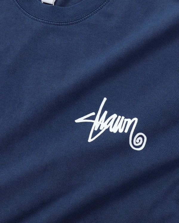 Shawn Script Tee - Washed Navy - Chillis & More NZ