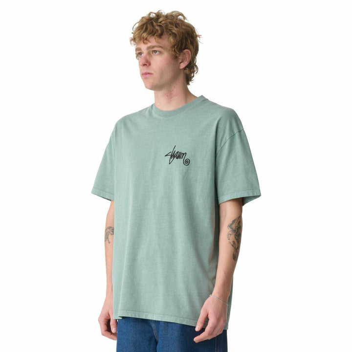 Shawn Script Tee - Washed Sage - Chillis & More NZ