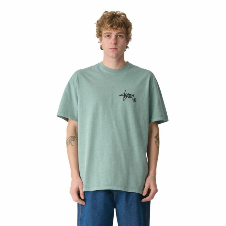 Shawn Script Tee - Washed Sage - Chillis & More NZ