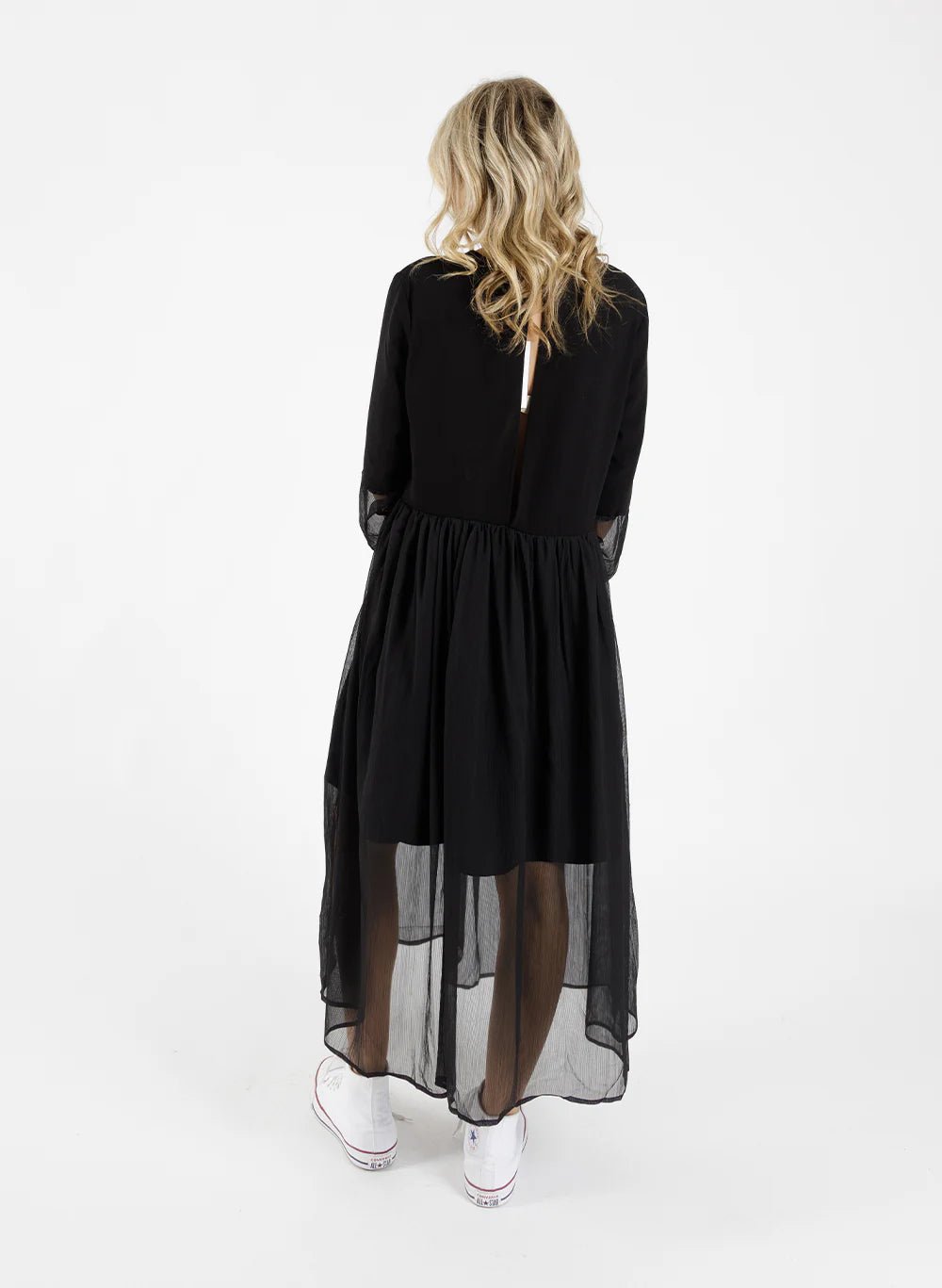 Sheer Tier Dress - Black - Chillis & More NZ