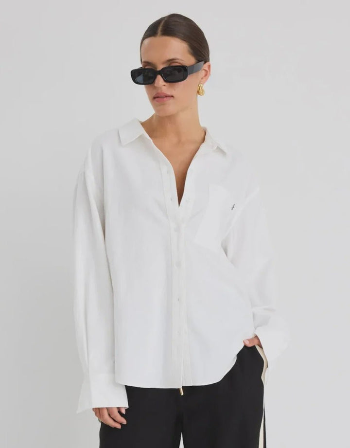 Signature Ivory Oxford Oversized Shirt - Chillis & More NZ