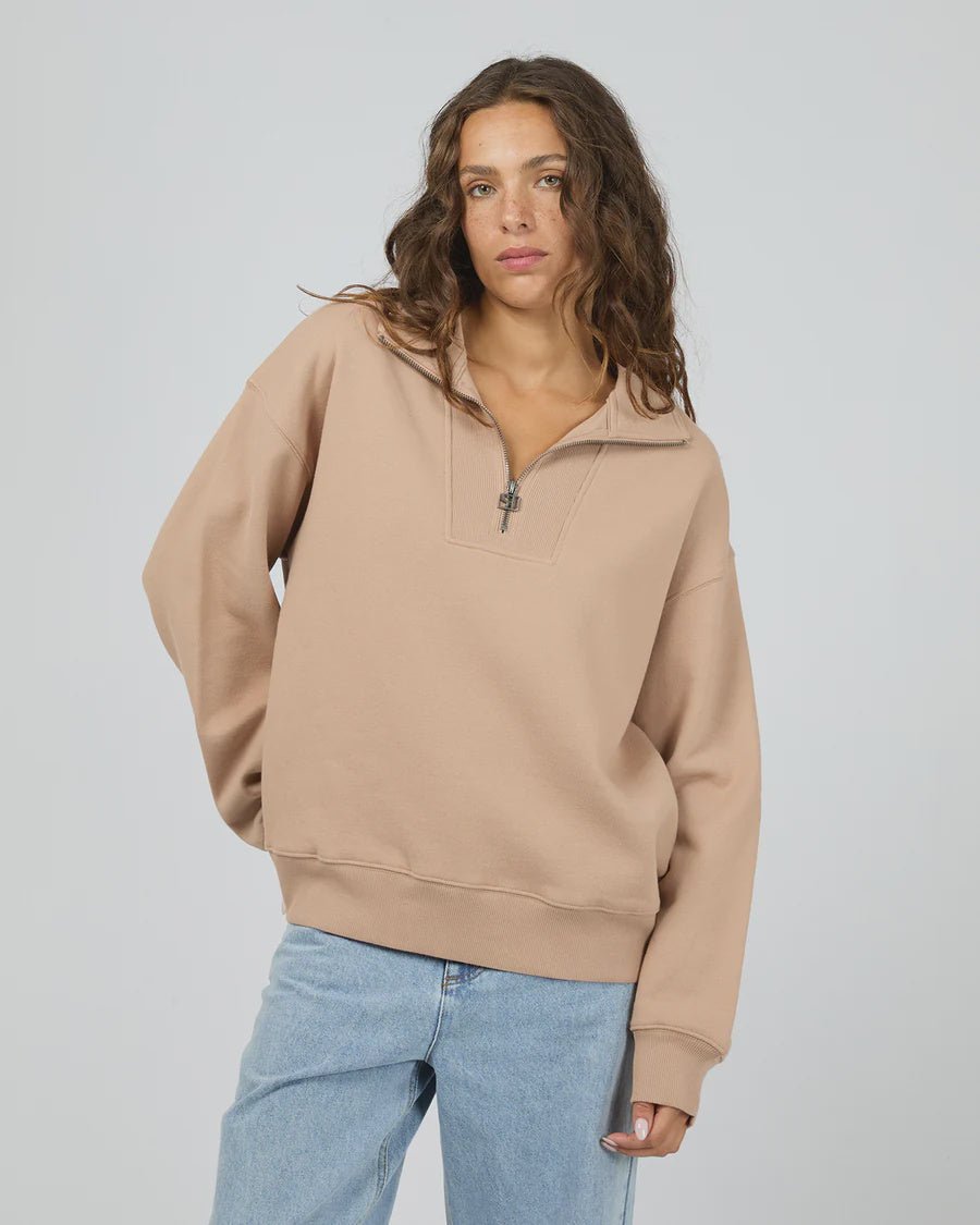 Silent Luxe 1/4 Zip Crew - Taupe - Chillis & More NZ