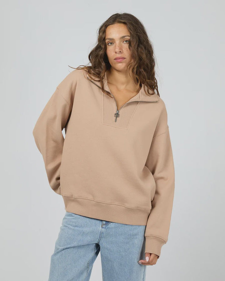 Silent Luxe 1/4 Zip Crew - Taupe - Chillis & More NZ