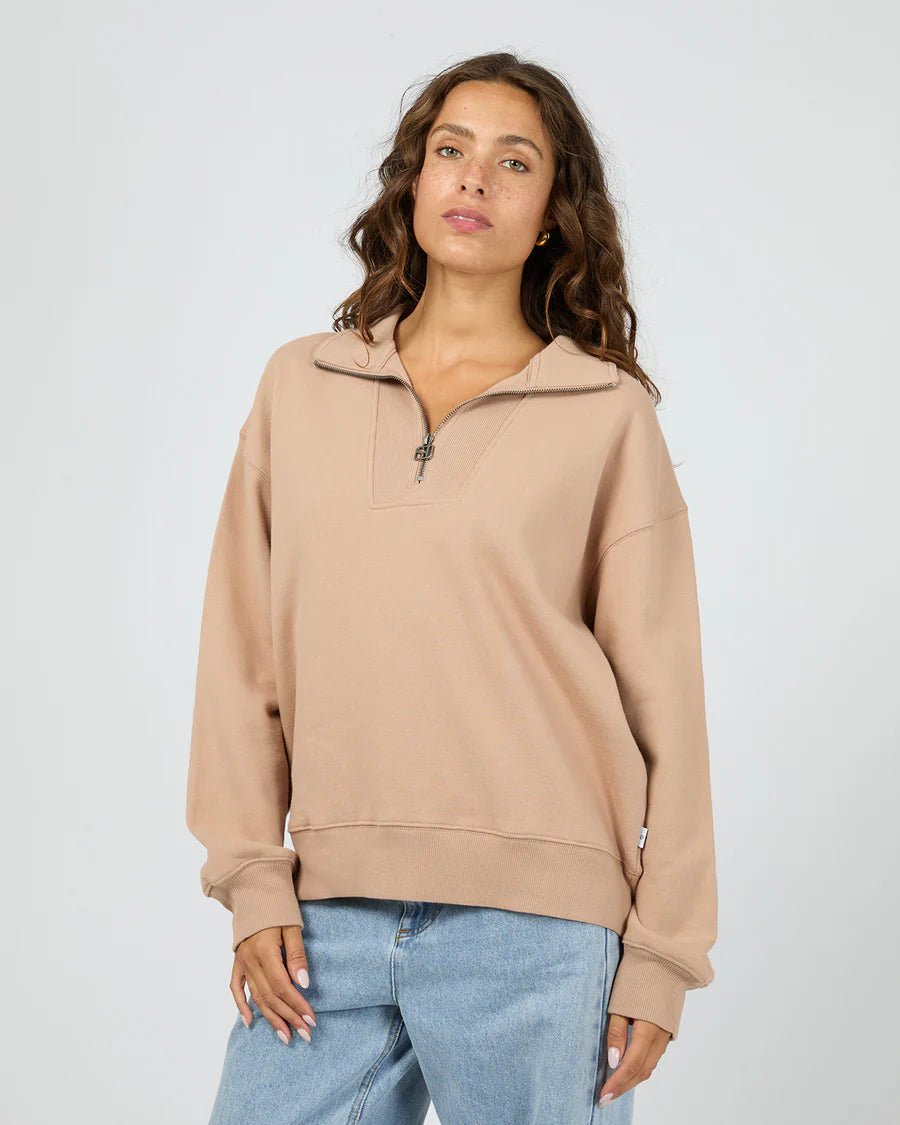 Silent Luxe 1/4 Zip Crew - Taupe - Chillis & More NZ