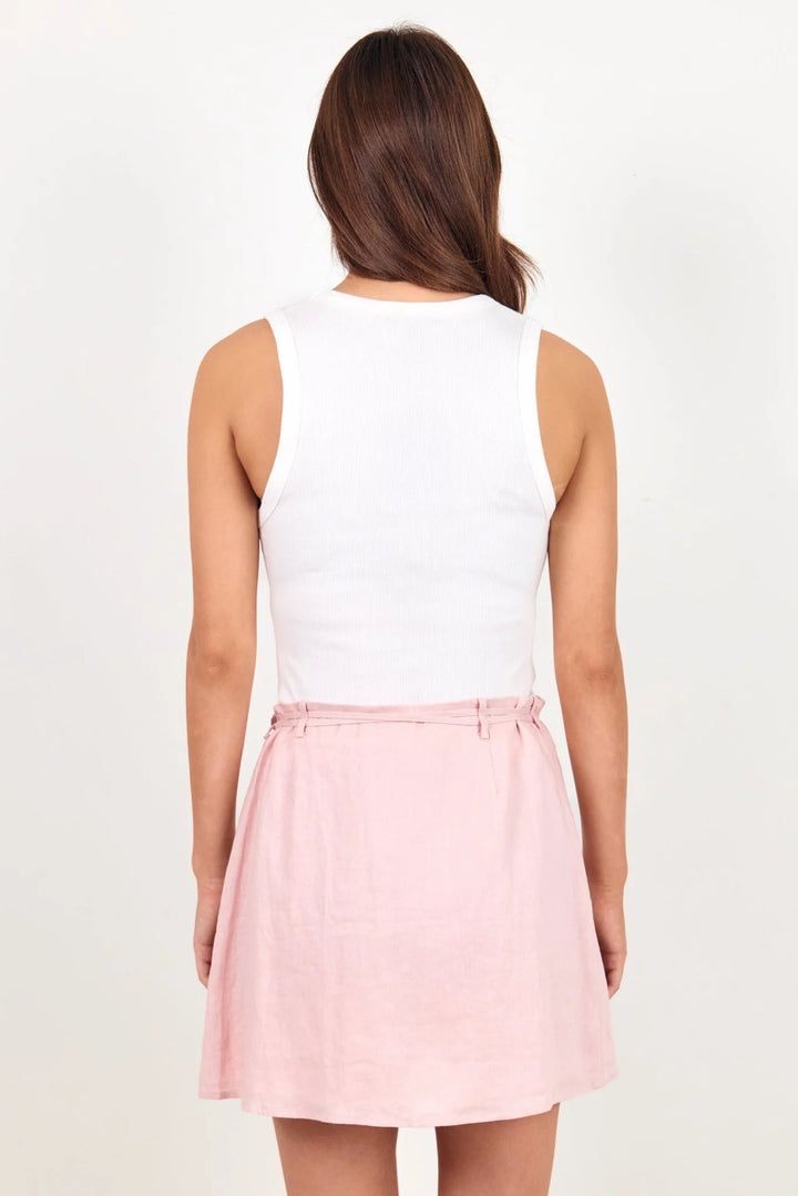 Sloop Blush Linen Wrap Mini Skirt - Chillis & More NZ