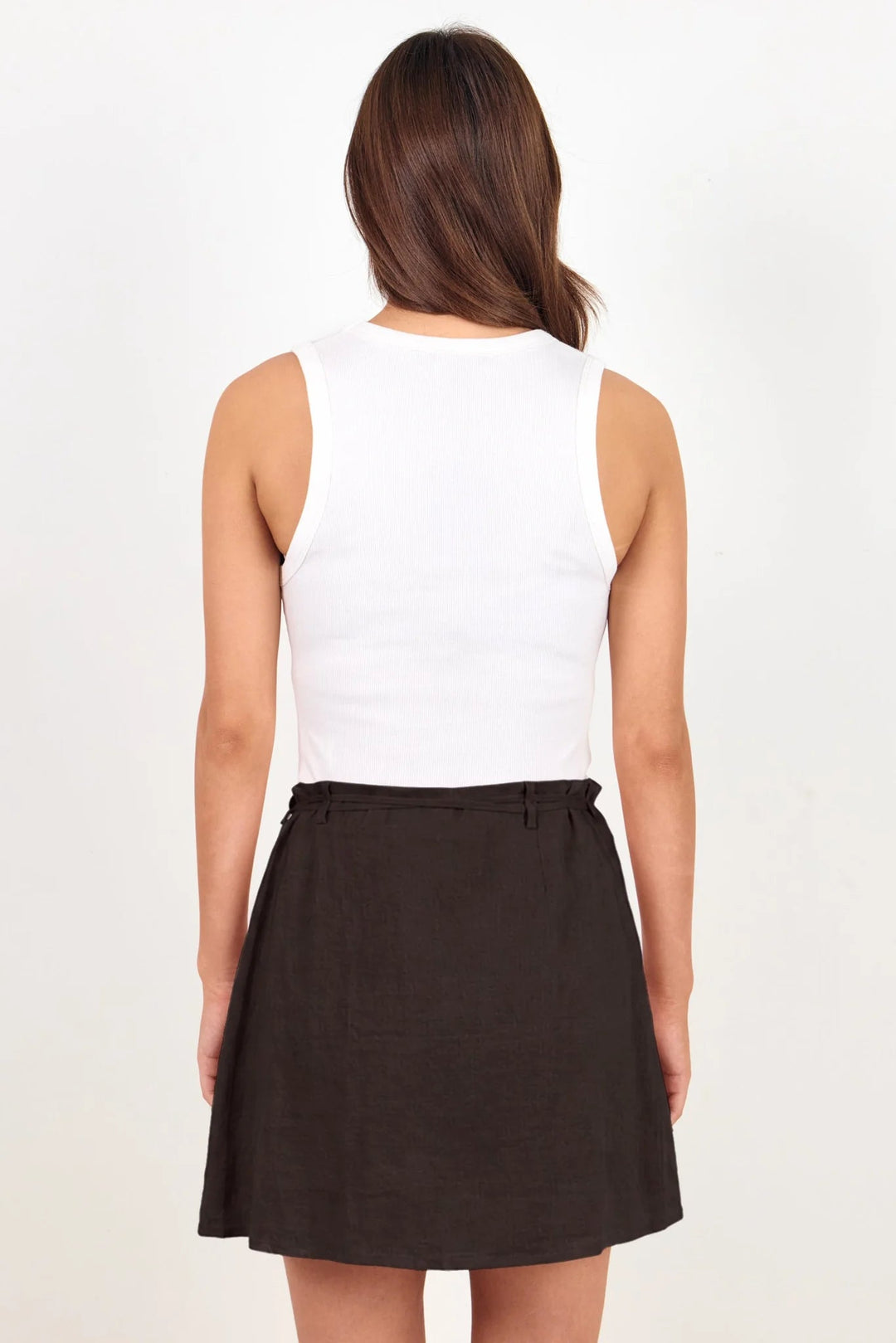 Sloop Dark Chocolate Linen Wrap Mini Skirt - Chillis & More NZ