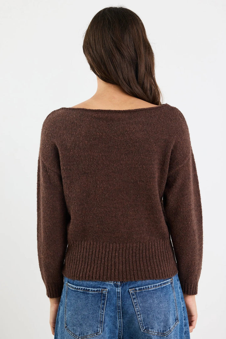 Society Chocolate Off Shoulder Jumper - Chillis & More NZ