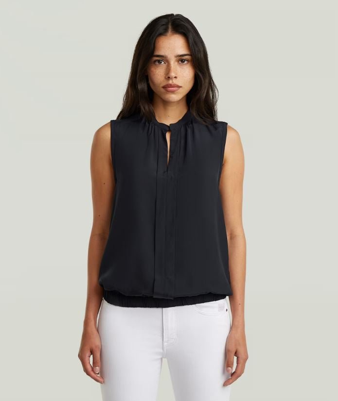 Stand Up Collar Top in Black - Chillis & More NZ