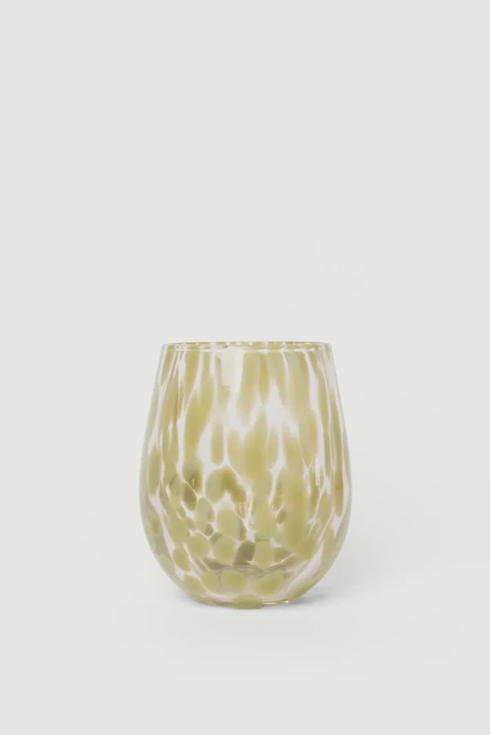 Stemless Olive Splatter Wine Glass - Chillis & More NZ