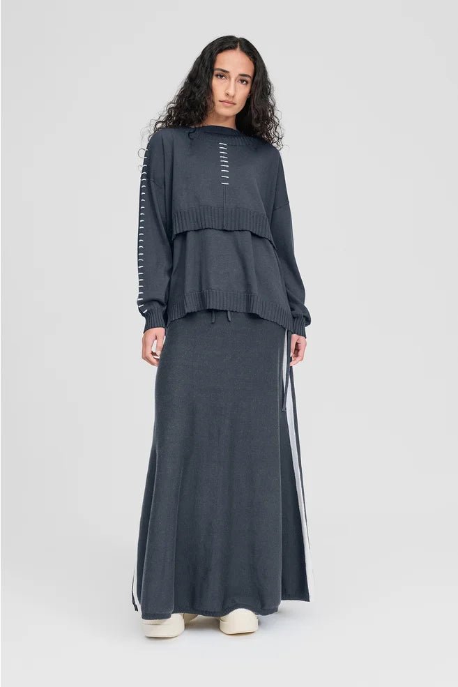 Stitched Article Sweater - Storm/Ivory - Chillis & More NZ