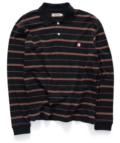 Stripe LS Polo - Brown/Black - Chillis & More NZ