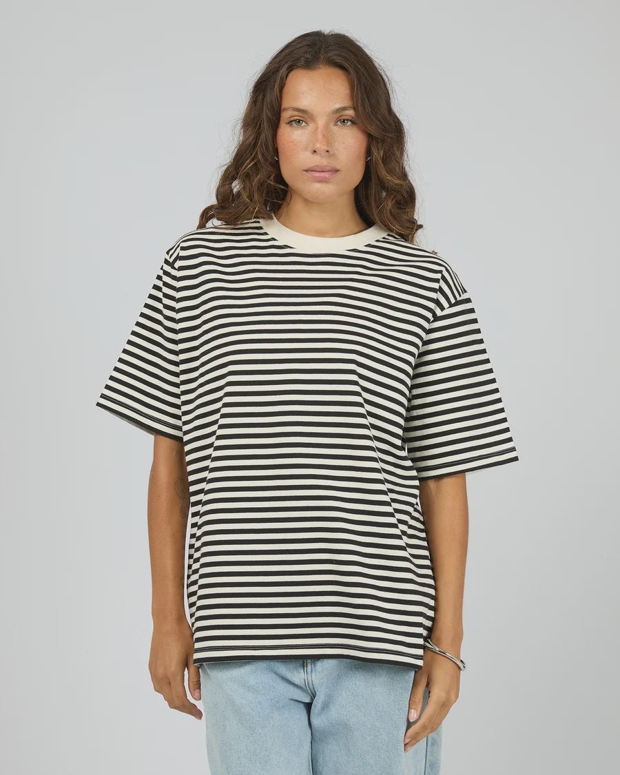 Stripe Short Sleeve Tee - Black - Chillis & More NZ