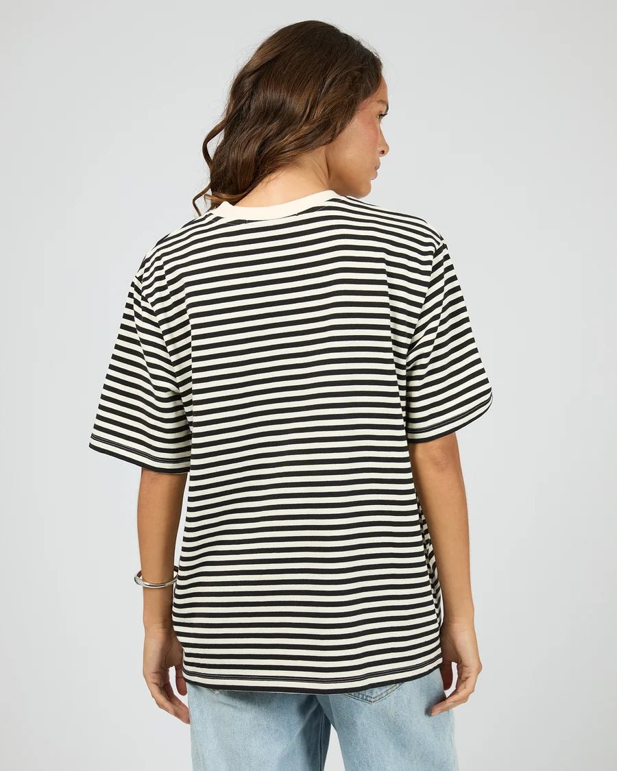 Stripe Short Sleeve Tee - Black - Chillis & More NZ