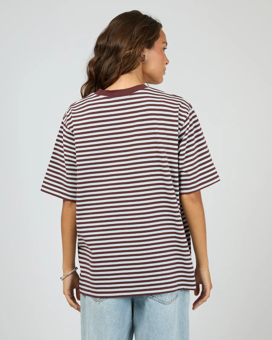 Stripe Short Sleeve Tee - Light Blue - Chillis & More NZ