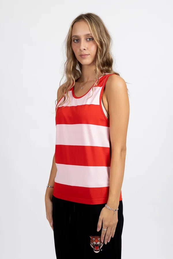 Striped Ryder Singlet - Pink/Red - Chillis & More NZ