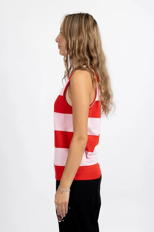 Striped Ryder Singlet - Pink/Red - Chillis & More NZ