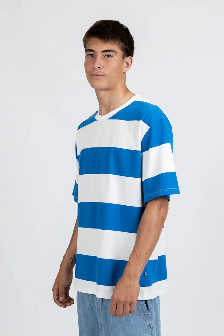 Striped Tour Tee - Harbour/White - Chillis & More NZ