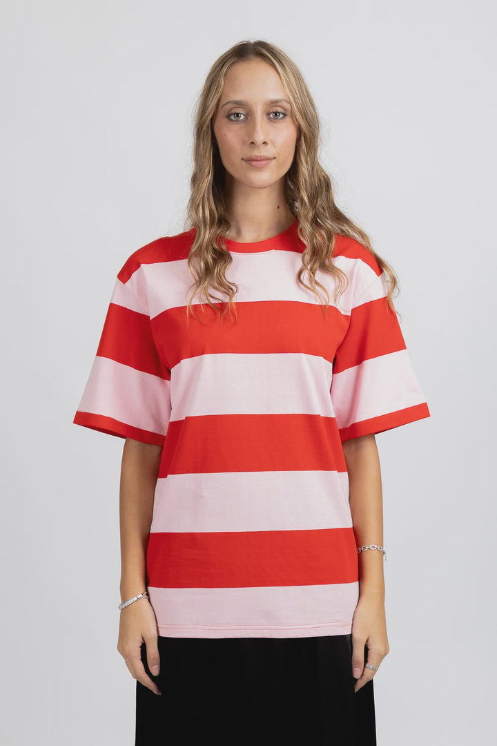 Striped Tour Tee - Pink/Red