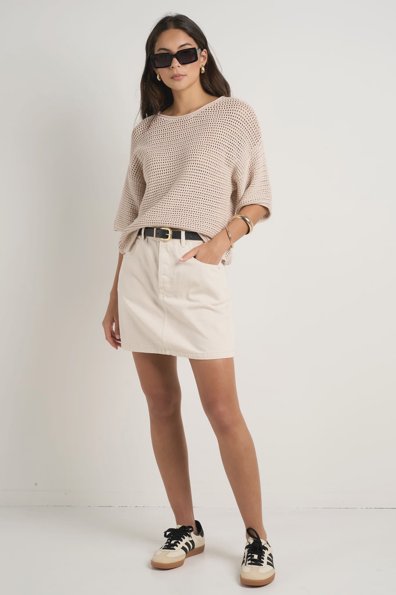 Sunrise String SS Crochet Knit Top - String - Chillis & More NZ