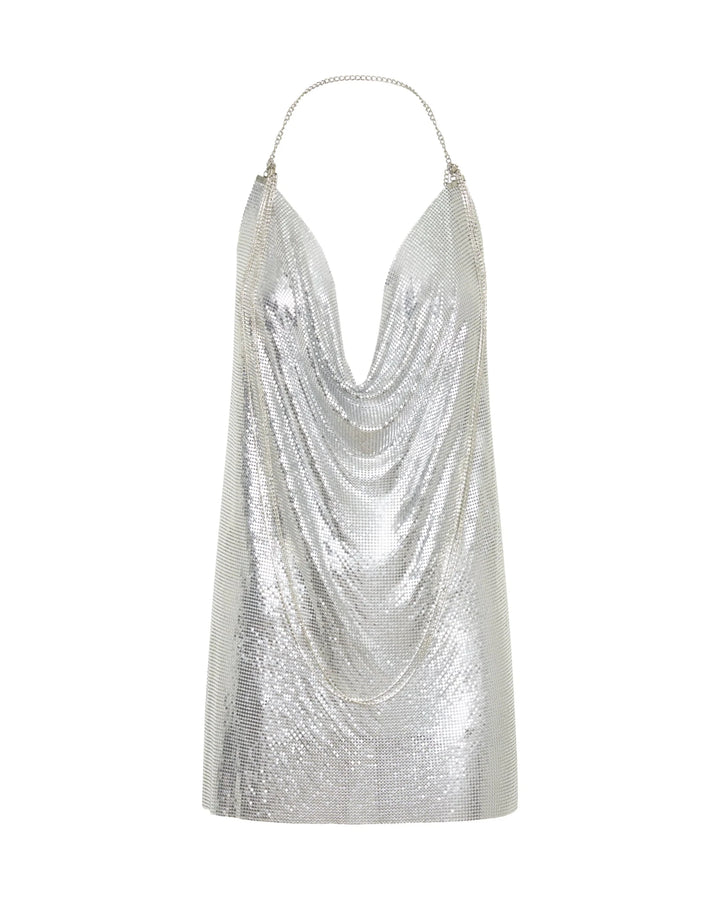 Supernova Glomesh Dress - Silver - Chillis & More NZ