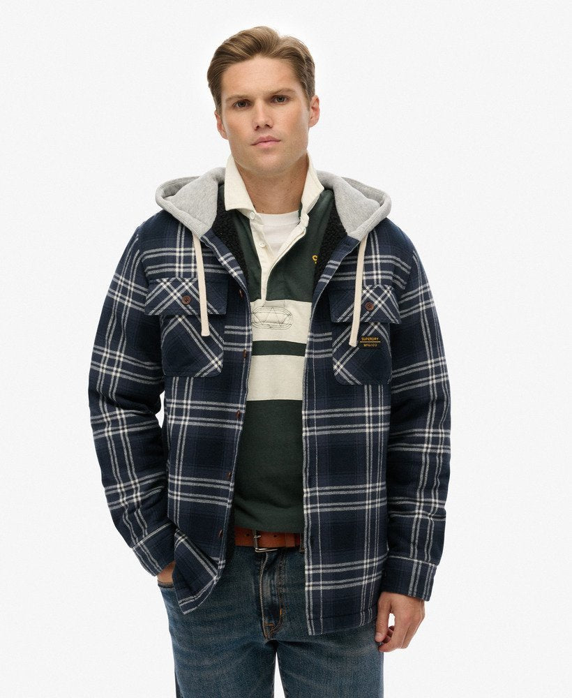 Surplus Hooded Check Shirt - Navy Window Check - Chillis & More NZ