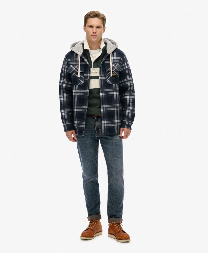 Surplus Hooded Check Shirt - Navy Window Check - Chillis & More NZ