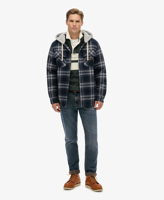 Surplus Hooded Check Shirt - Navy Window Check - Chillis & More NZ