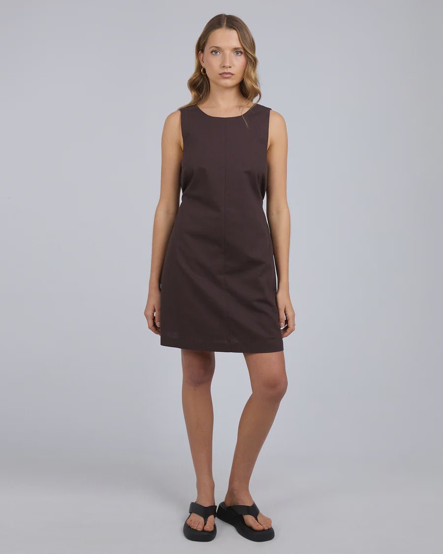 Tallow Tie Mini Dress - Chocolate - Chillis & More NZ