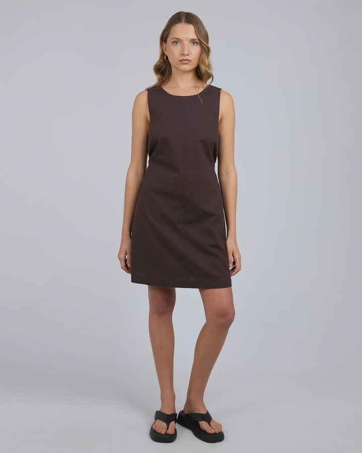 Tallow Tie Mini Dress - Chocolate - Chillis & More NZ