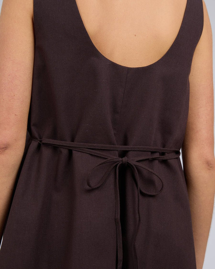 Tallow Tie Mini Dress - Chocolate - Chillis & More NZ