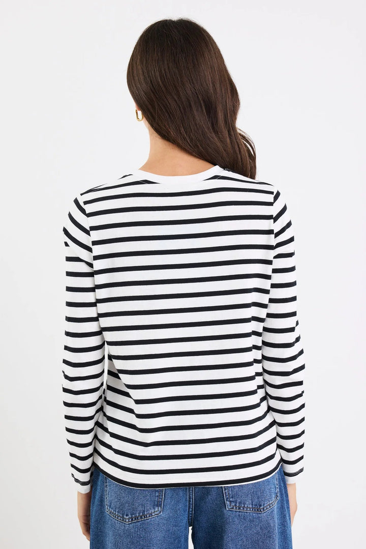 Tether Black White Stripe LS Boxy Tee - Chillis & More NZ