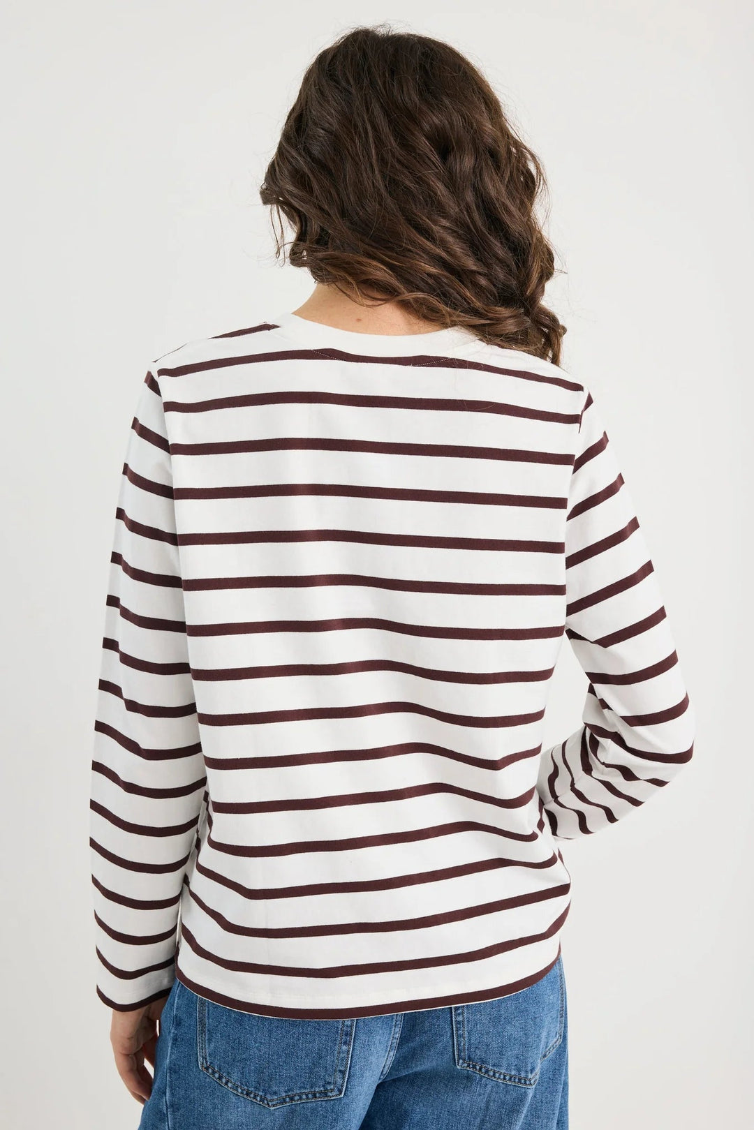 Tether Chocolate White Stripe LS Boxy Tee - Chillis &amp; More NZ