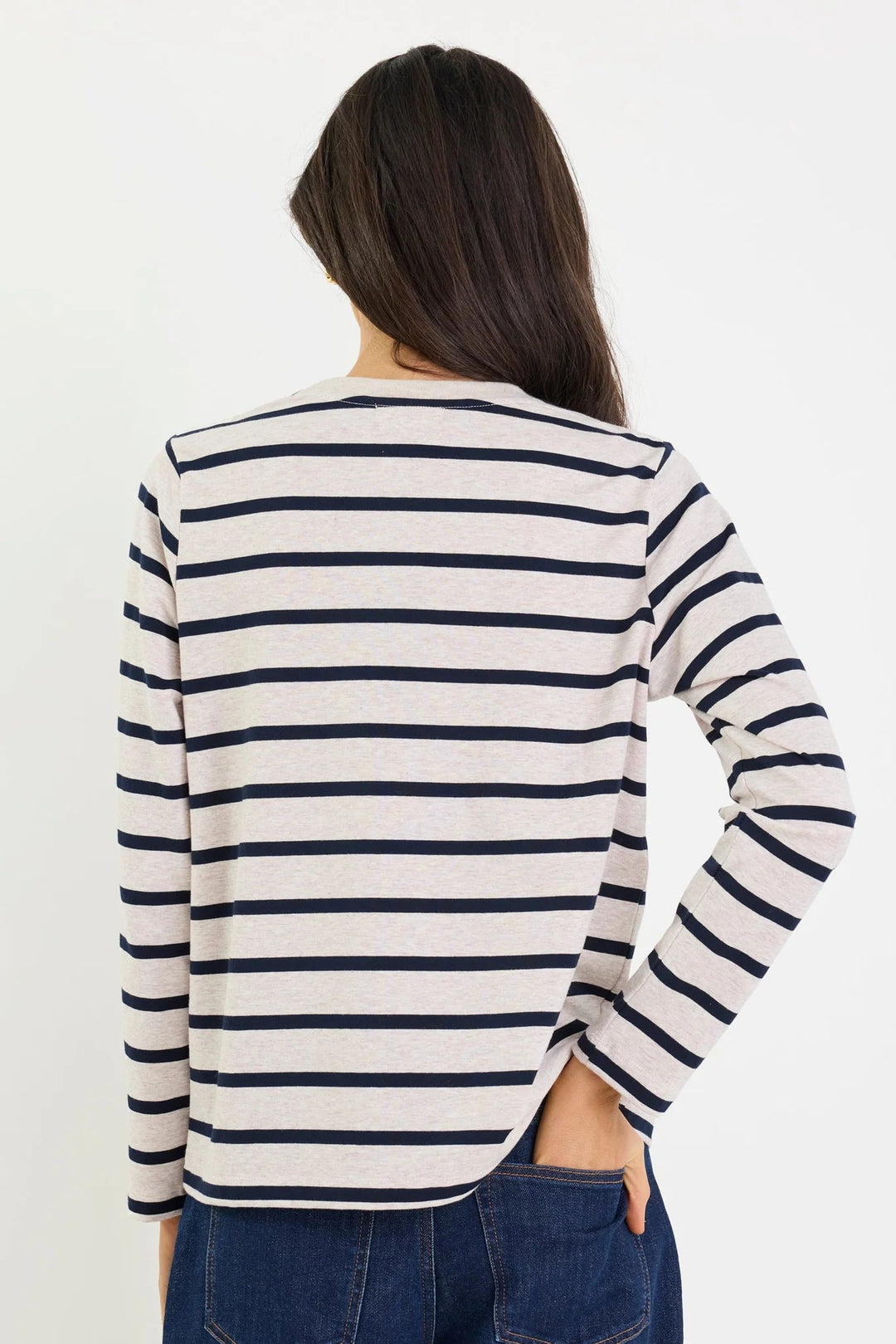 Tether Ecru Navy Stripe LS Boxy Tee - Chillis & More NZ