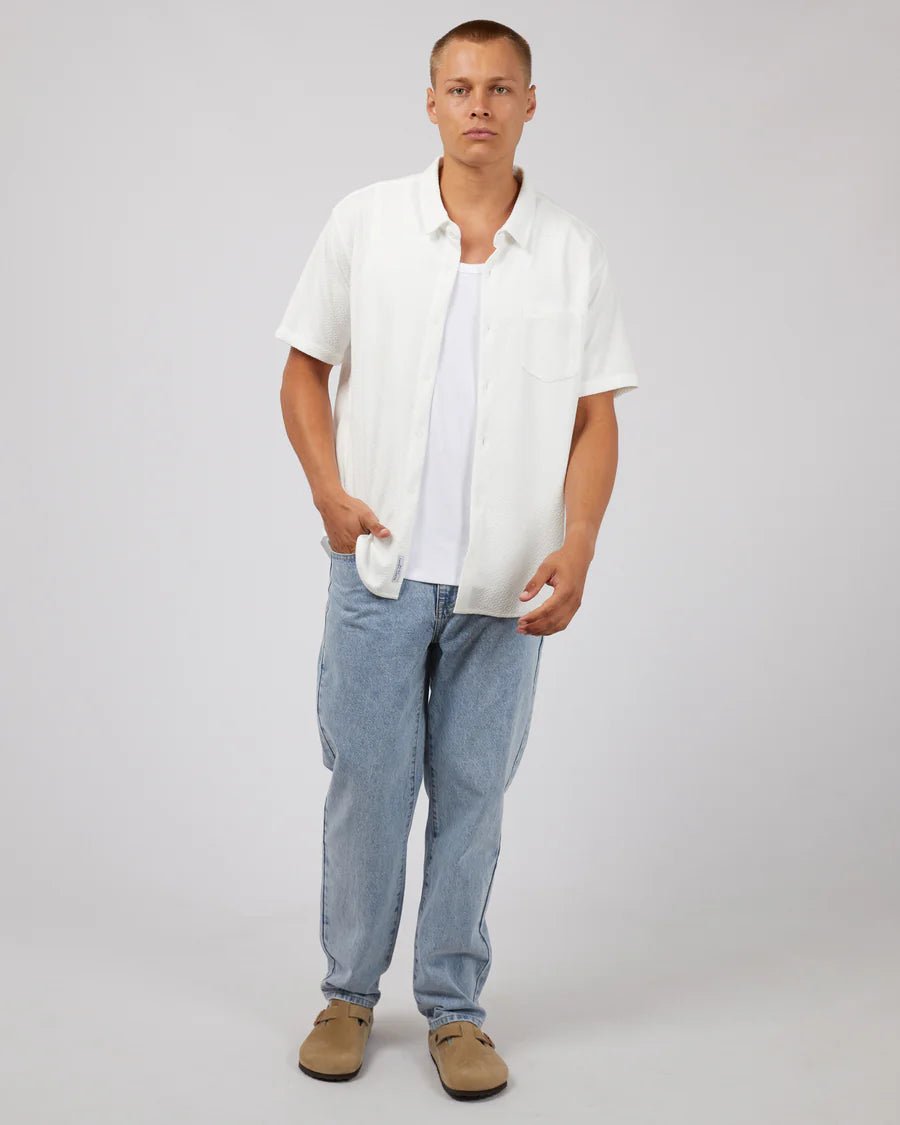 Textured SS Shirt - White - Chillis & More NZ