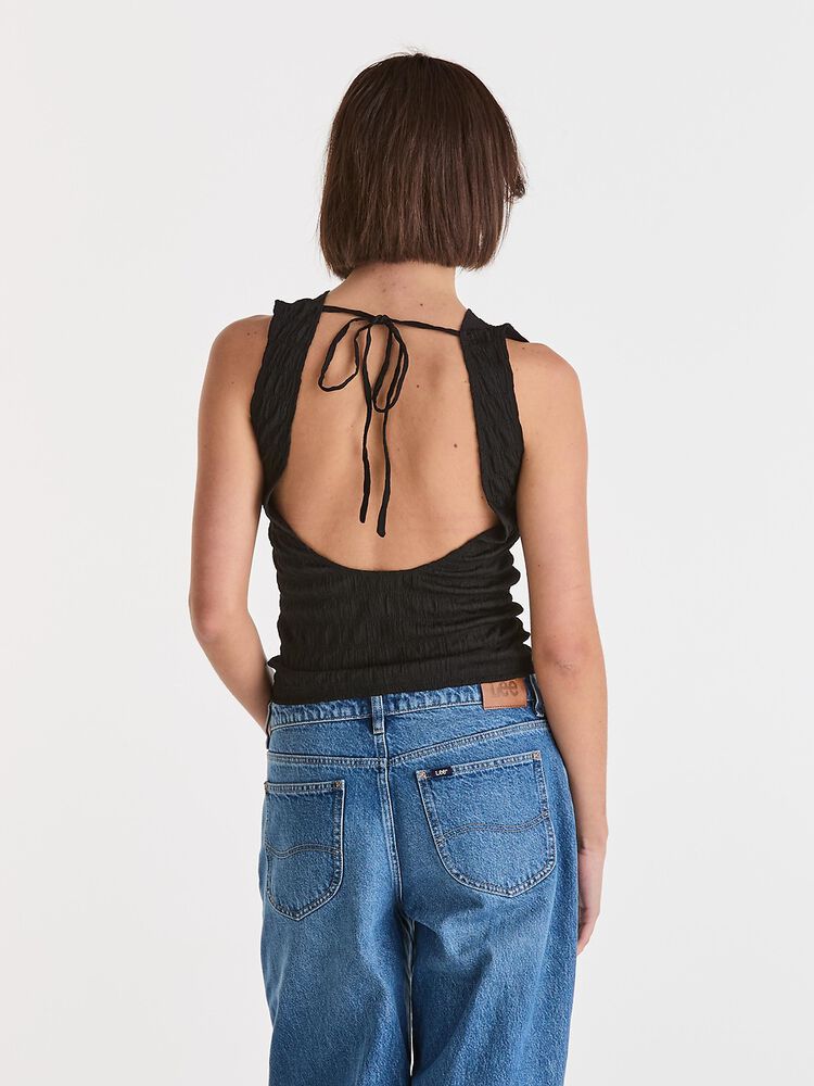 Textured Tie Tank - Black - Chillis & More NZ