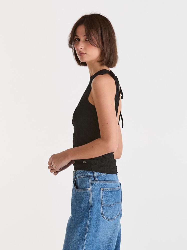Textured Tie Tank - Black - Chillis & More NZ