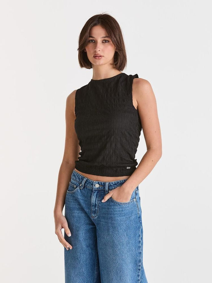Textured Tie Tank - Black - Chillis & More NZ