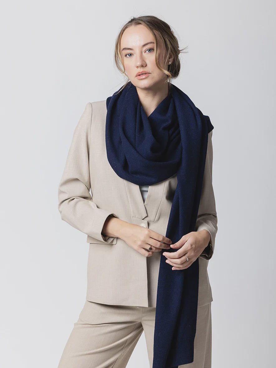 The Stratford Wool Scarf - Navy - Chillis & More NZ