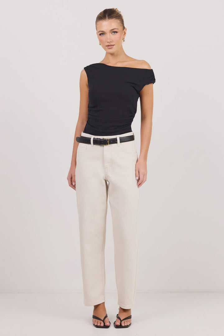 Tradition Ecru Stretch Soft Barrel Jeans - Ecru - Chillis & More NZ