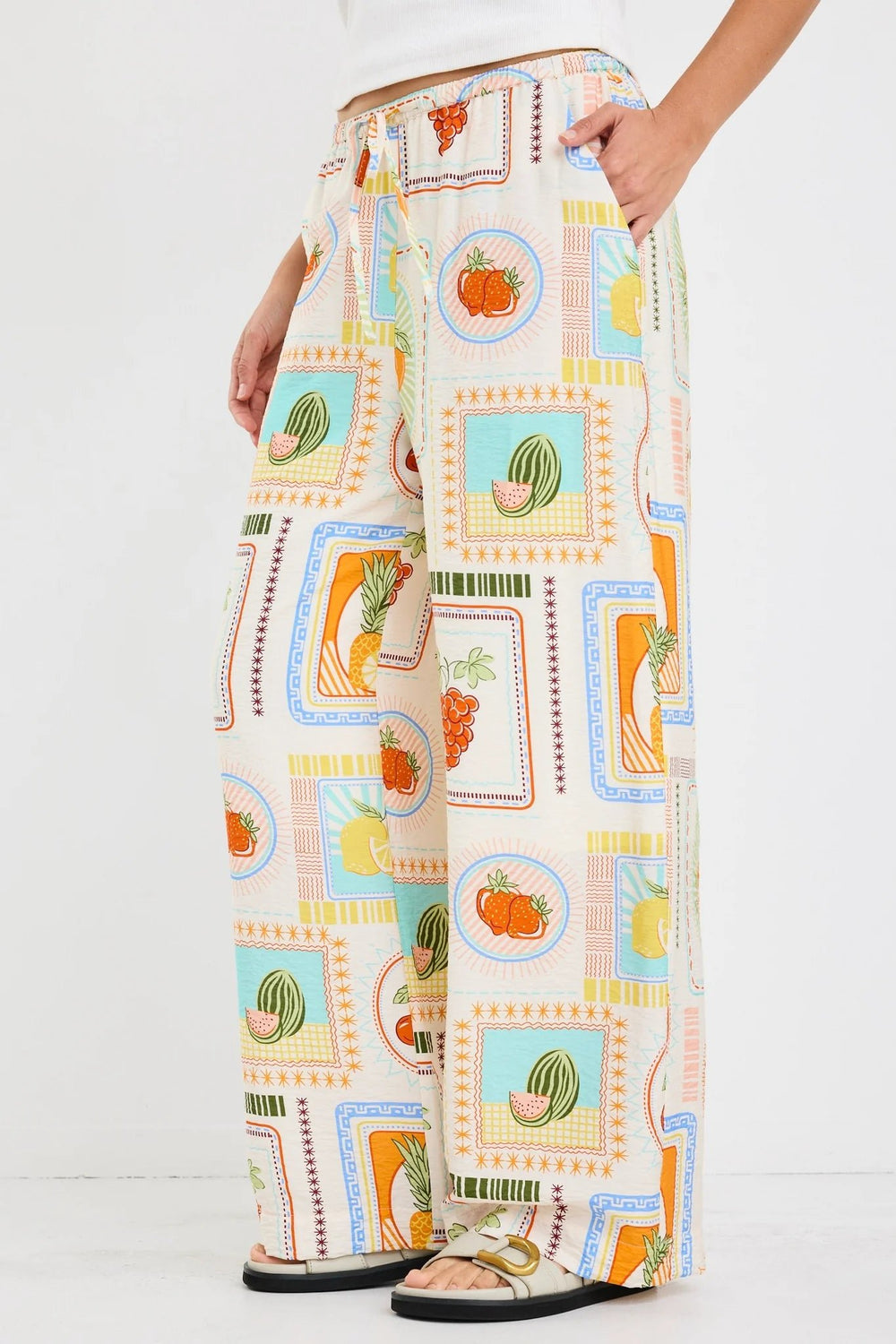 Travel Wide Leg Pull On Pant - Tropical Postcard - Chillis & More NZ