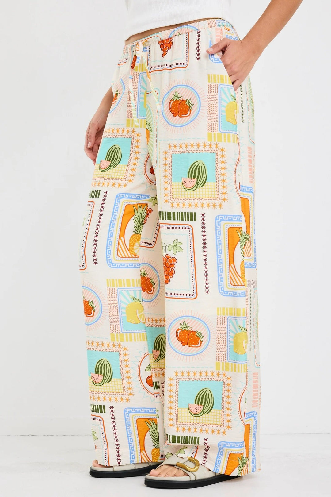 Travel Wide Leg Pull On Pant - Tropical Postcard - Chillis & More NZ