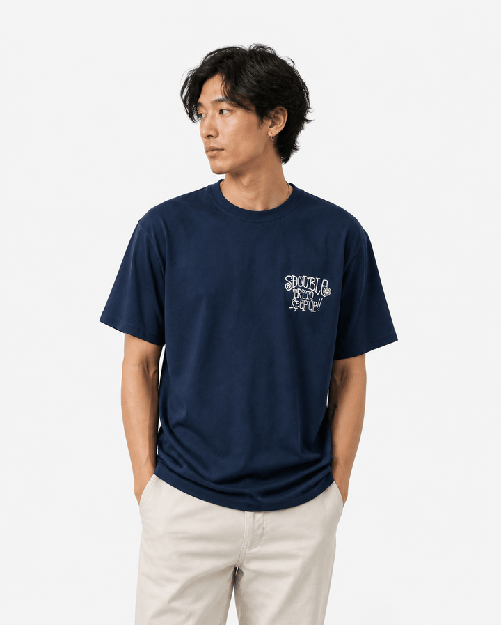 Try To Keep Up T-Shirt - Overdye Navy - Chillis & More NZ