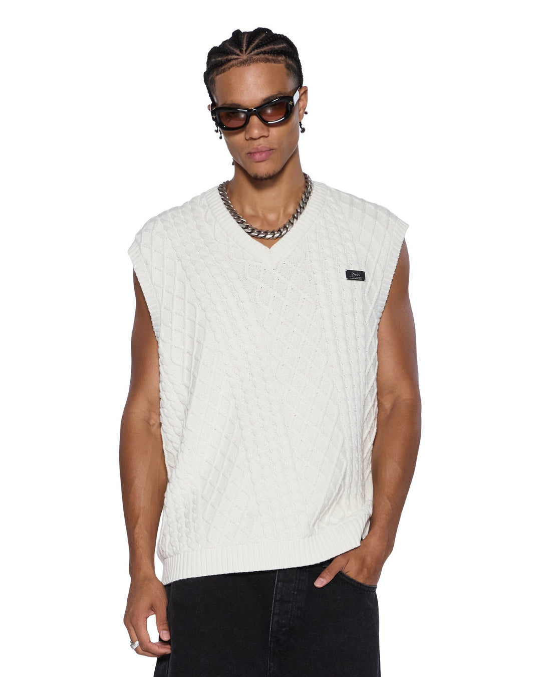 Turncable Knit Vest - Vintage White - Chillis & More NZ