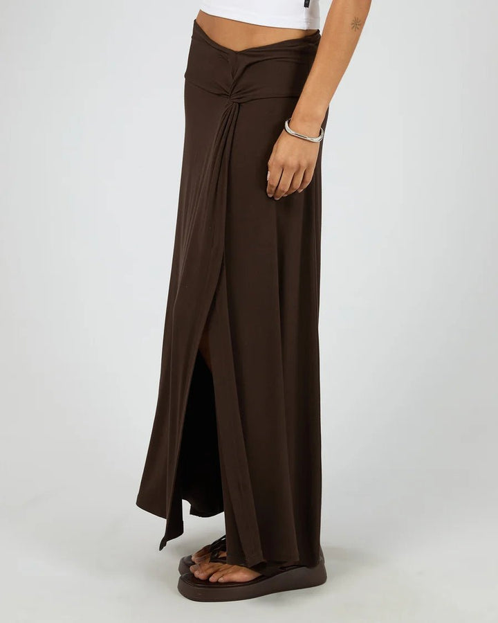 Twist Detail Maxi Skirt - Chocolate - Chillis & More NZ