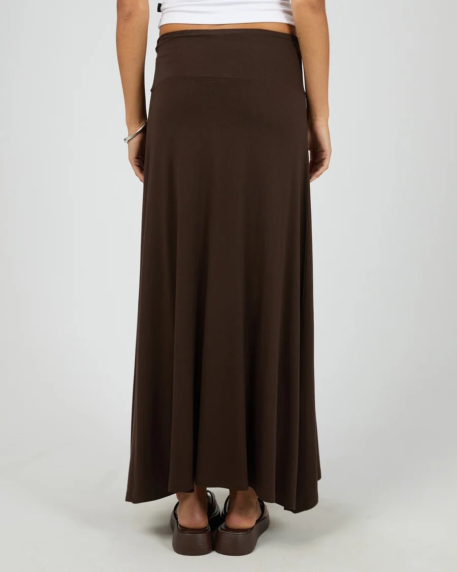 Twist Detail Maxi Skirt - Chocolate - Chillis & More NZ